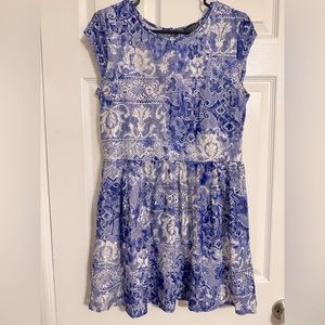 Top shop blue and white babydoll minidress